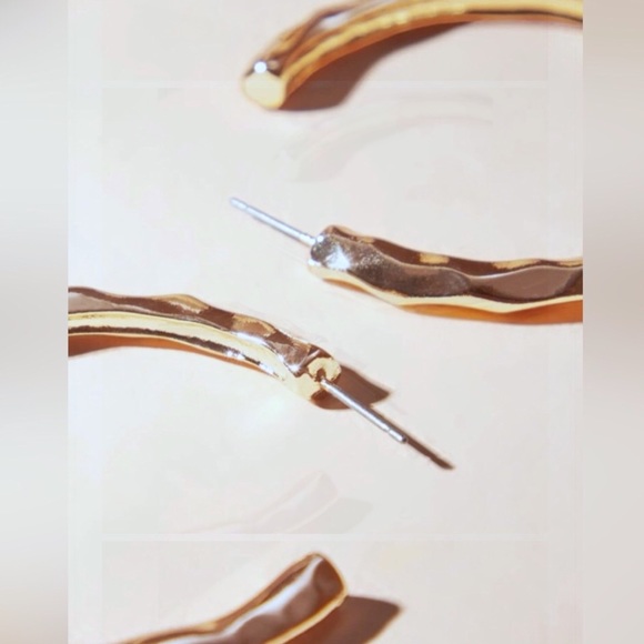 New Textured Golden Cuff Hoop Earrings - Revolve Hoops - Picture 9 of 13